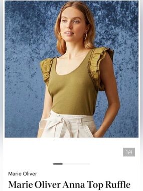 Marie Oliver Anna Ruffle Sleeve Tank Top in Olive Size Small